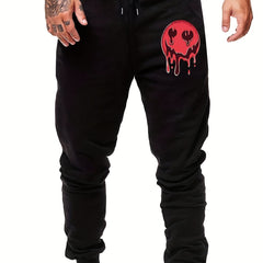 Men's Cartoon Face Sports Pants Drawstring Jogging Trousers