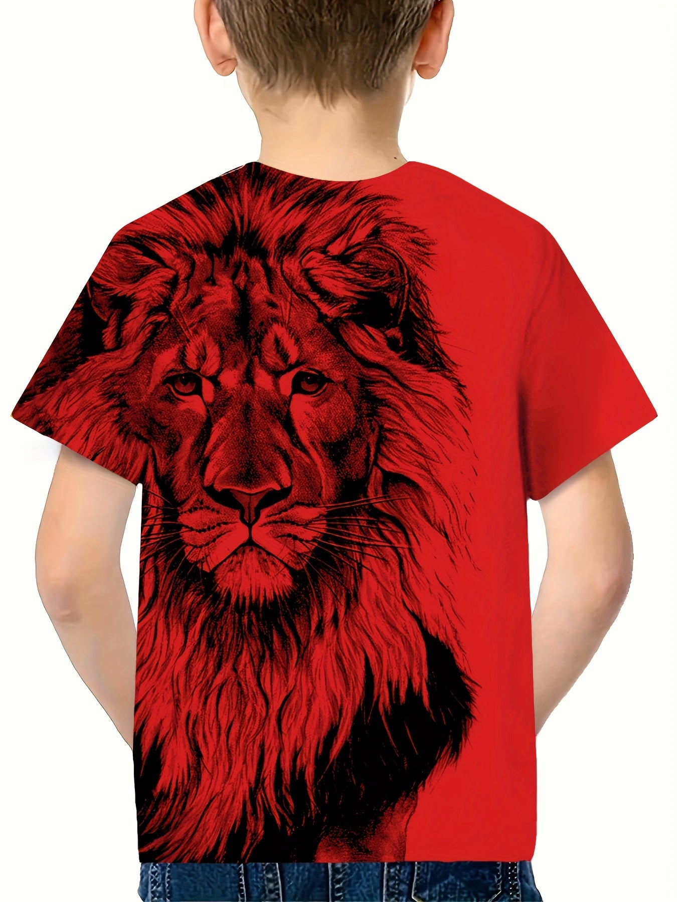 Boys' Comfy Lion Graphic T-Shirt for Summer Outings