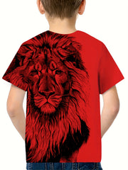 Boys' Comfy Lion Graphic T-Shirt for Summer Outings