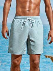 Solid Casual Elastic Waist Drawstring Lounge Shorts for Men