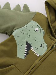 Dinosaur Print Long Sleeve Hoodie for Kids