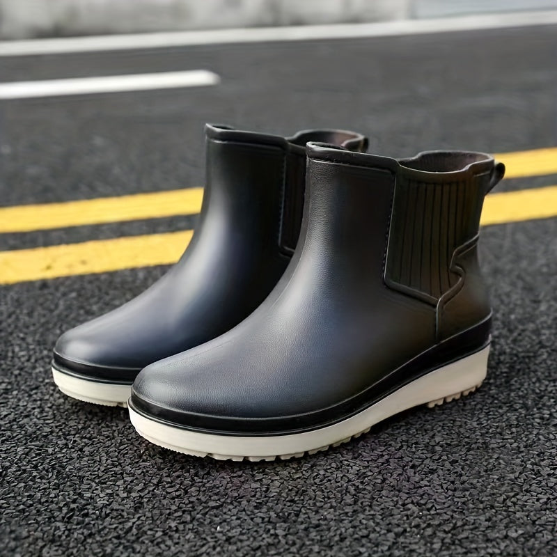 Women's Waterproof Ankle Rainboots, Solid Color