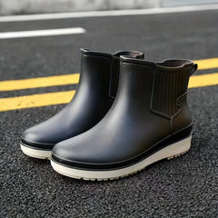 Women's Waterproof Ankle Rainboots, Solid Color