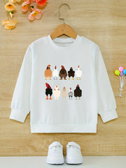 Farm Chicken And Hens Graphic Girls Sweatshirt Toddler Kids Tops