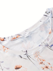 Floral Print Short Sleeve Pajama Set for Women