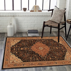 Bohemian Orange Pattern Area Carpet - Washable Non-Slip