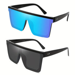 2Pairs Men's Rimless Sunglasses Bundle with Pocket Glasses & Cloth