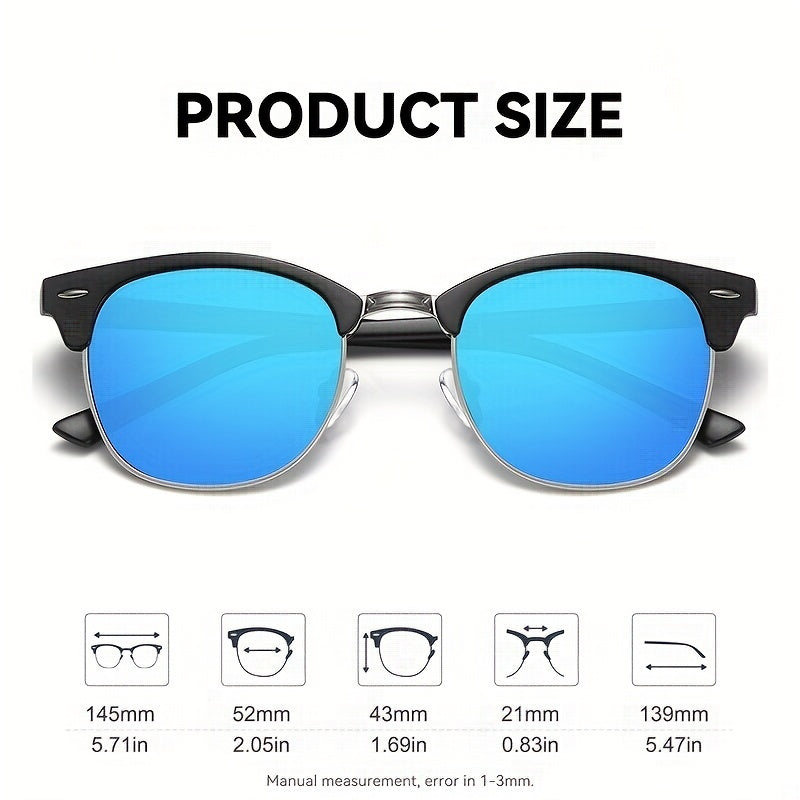 Retro Semi Rimless Polarized Men's Driving Sunglasses UV Protection