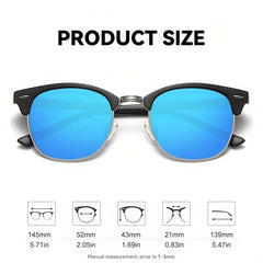 Retro Semi Rimless Polarized Men's Driving Sunglasses UV Protection