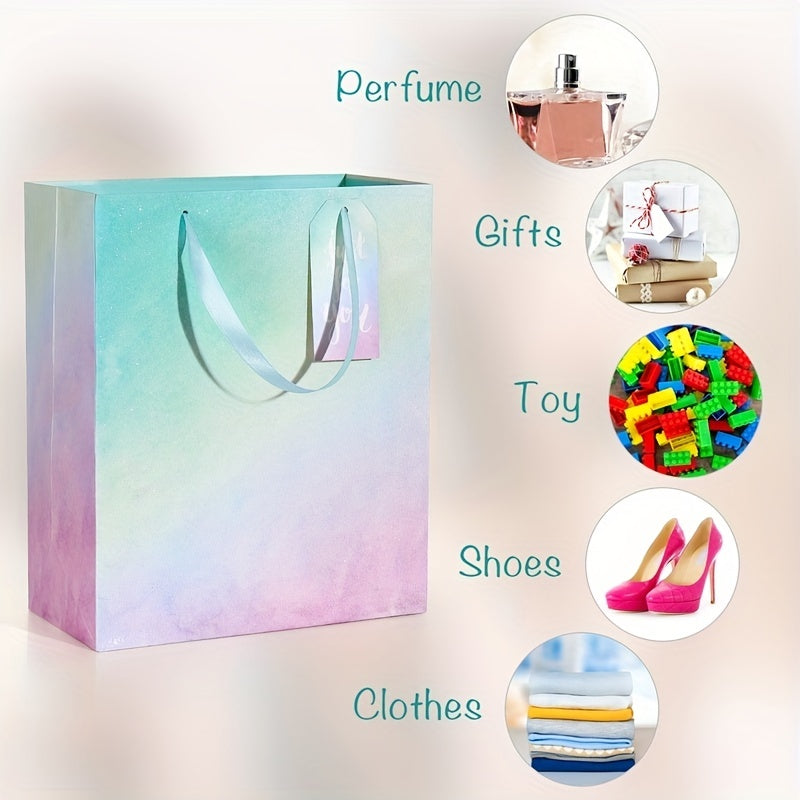 4 Pack Glitter Gift Bags with Tissue Paper for Special Occasions