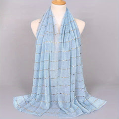 Sequins Solid Scarf Crinkle Sparkling Stripe Print Windproof Head Wrap
