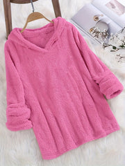 Fleece Solid Hoodie Long Sleeve Sweatshirt