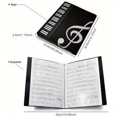 Music Sheet File Folder Clef Paper Storage 40 Pockets A4 File Holder