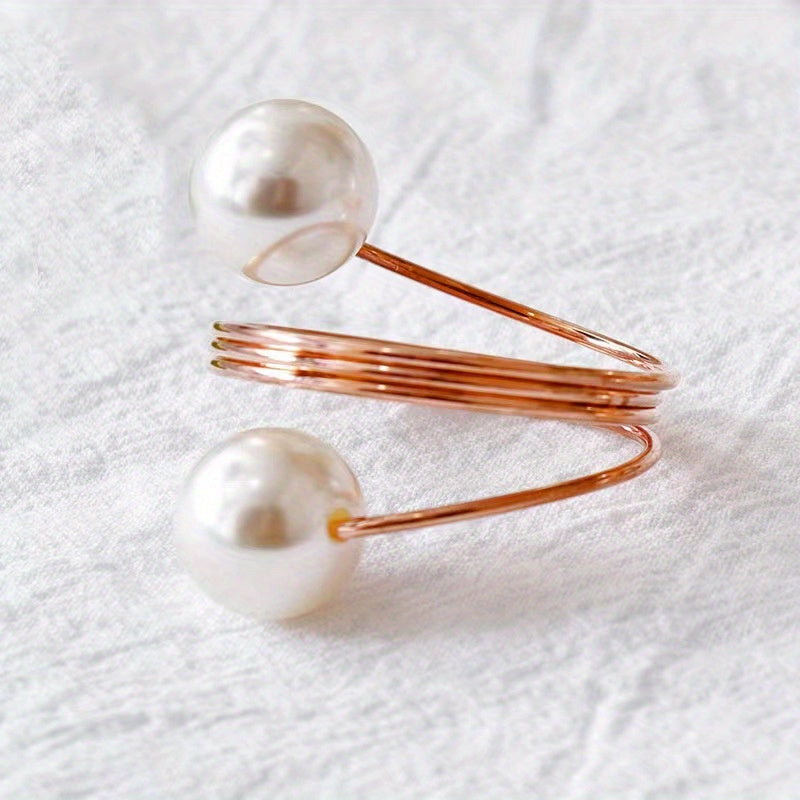 10pcs Pearl Napkin Rings Rose Golden Napkin Ring Holder