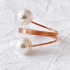 10pcs Pearl Napkin Rings Rose Golden Napkin Ring Holder