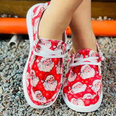 Christmas Cartoon Print Skateboard Shoes Lightweight Low Top Walking Sneakers