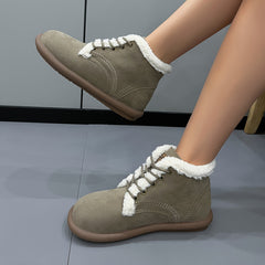 Women's Retro Winter Snow Boots Thermal Lined Comfort Outdoor Flat Ankle Boots