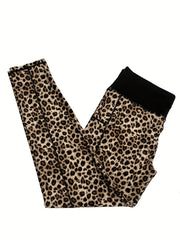 Colorblock Leopard Print High Rise Leggings