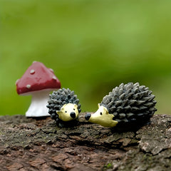 Cute Hedgehog Mushroom Micro Landscape Resin Figurines