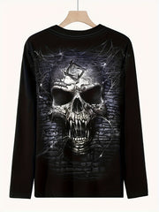 Skull 3D Print Men's Long Sleeve Tee Autumn Mens Clothing