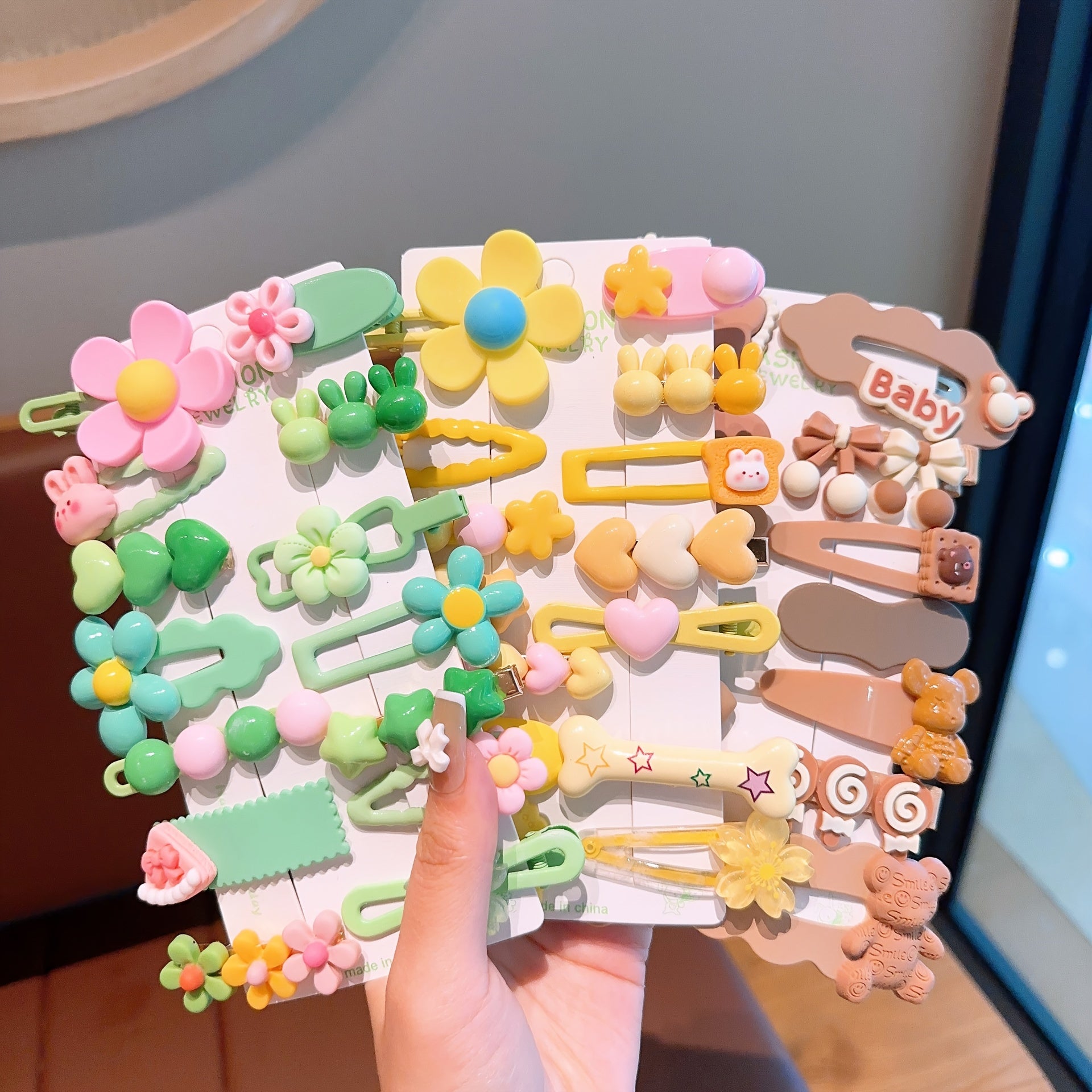 14pcs Girls Cartoon Colorful Hair Clip Girls Candy Hairpin