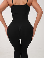 Tummy Control Yoga Jumpsuit Round Neck Bodysuit Women's Activewear