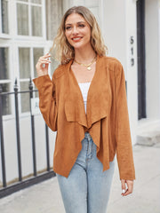 Waterfall Collar Jacket Open Front Long Sleeve