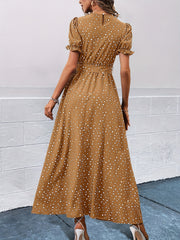 Puff Sleeve Maxi Dress High Waist Women's Clothing