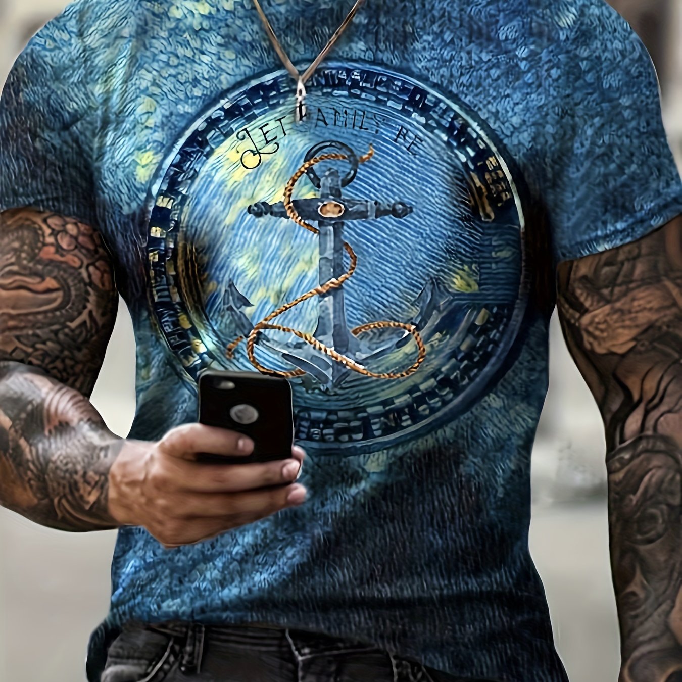 Men's Anchor Graphic T shirt Active 3D Print Tee For Summer