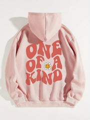 Letter Graphic Drawstring Hoodie Casual Sweatshirt