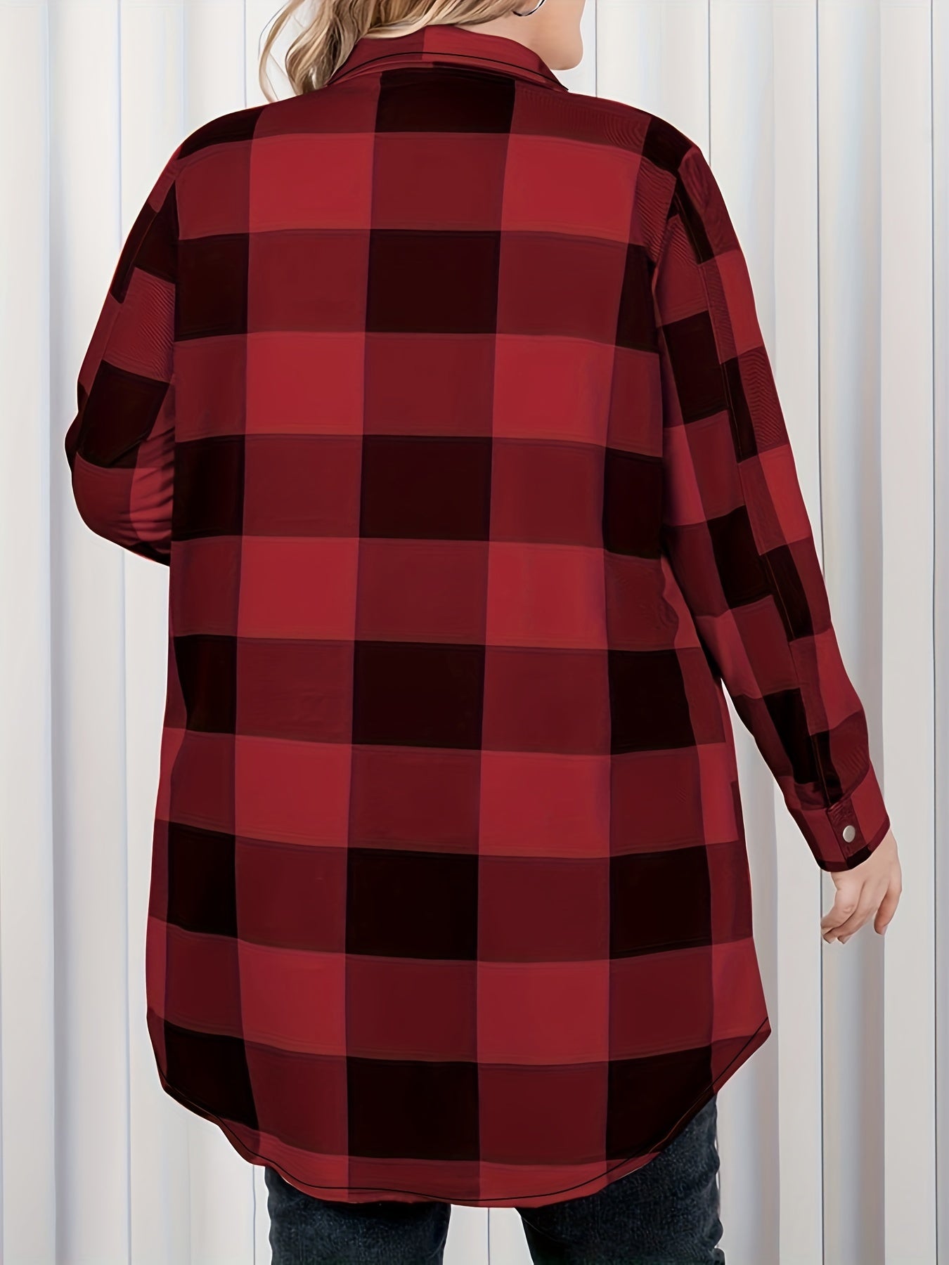 Plaid Print Long Sleeve Tunic Shirt