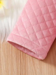 Cute Baby Girl Pink Quilted Bow Hooded Coat