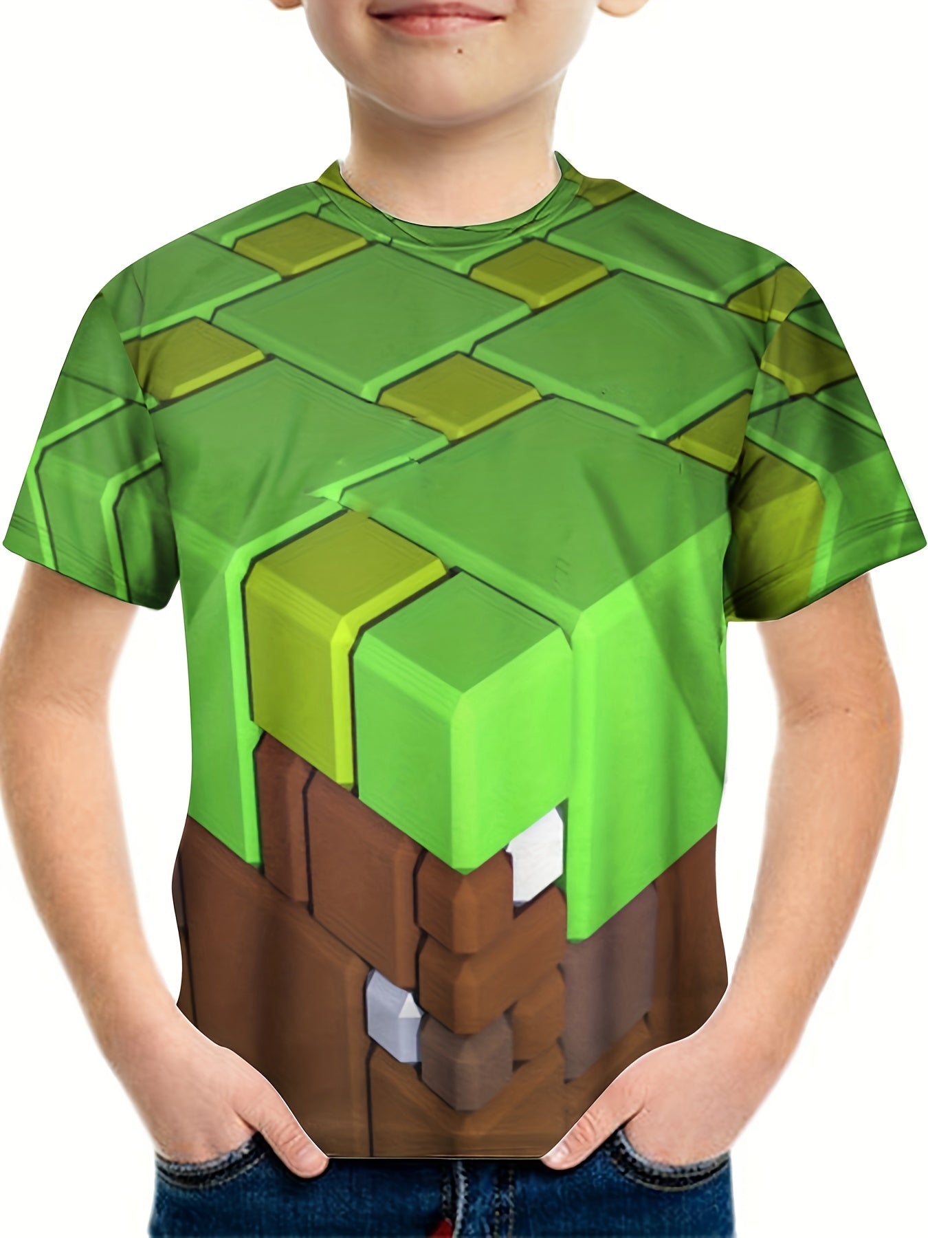 Boys 3D Print Tee Tops Round Neck Casual Short Sleeve T Shirt