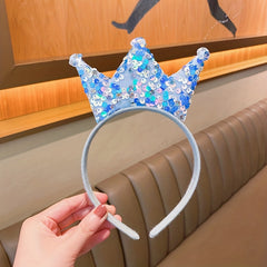 Princess Crown Headband For Girls Sweet Double sided Sequin Crown Hair Band