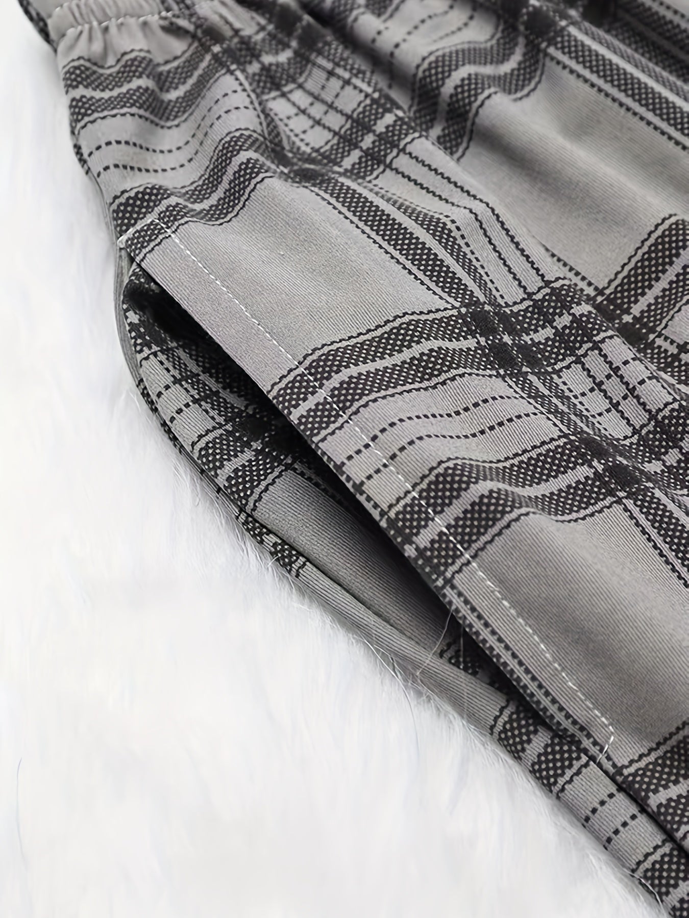 Colorblock Plaid Lounge Pants Elastic Waistband Women's Loungewear