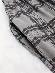 Colorblock Plaid Lounge Pants Elastic Waistband Women's Loungewear