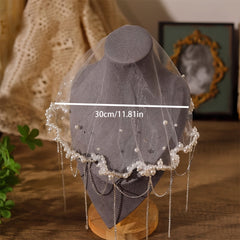 Baroque Style Bride's Headpiece with Lace Veil for Wedding Gowns