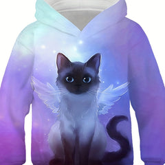 Girls Kitty 3D Print Sweatshirt Hoodie Sports Kids Pullover Clothes