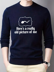Funny Sperm Print Knitted Sweater Men's Casual Warm Mid Stretch Pullover