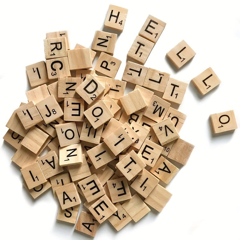 100pcs Wood Letter Tiles for Crafts DIY Gift Decoration Alphabet Coasters