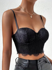 Floral Lace Spaghetti Strap Top Sexy Cami For Summer