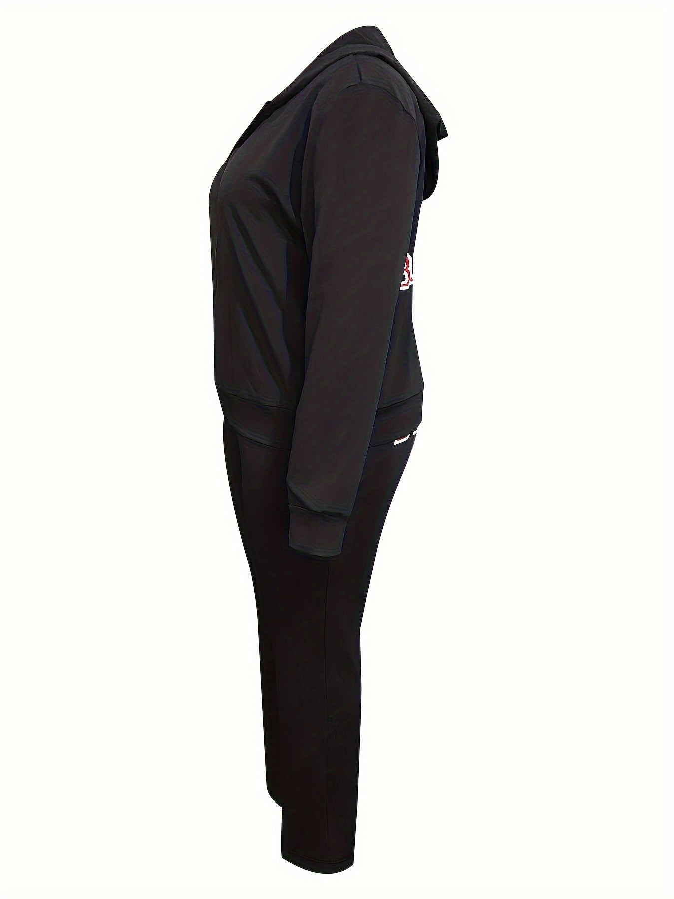 Women's Plus Size Letter Print Hoodie & Pants 2 Piece Set