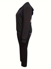 Women's Plus Size Letter Print Hoodie & Pants 2 Piece Set