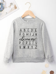 Boys Letter Print Crew Neck Sweatshirt Long Sleeve Casual Tops