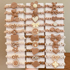 5pcs Girls Hair Tie Stretch Bow Rubber Bands Hair Rope Hair Bands Accessories
