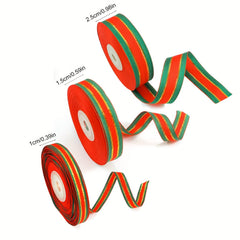 22m Christmas Red & Green Ribbon Flower Packaging Ties DIY Bow Cake Decoration