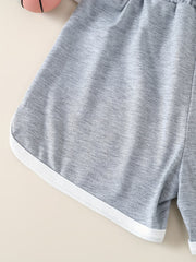 Girls' Letter Print High Waisted Track Shorts