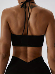 Solid Halter Cami Crop Top Backless All match Top Women's Lingerie