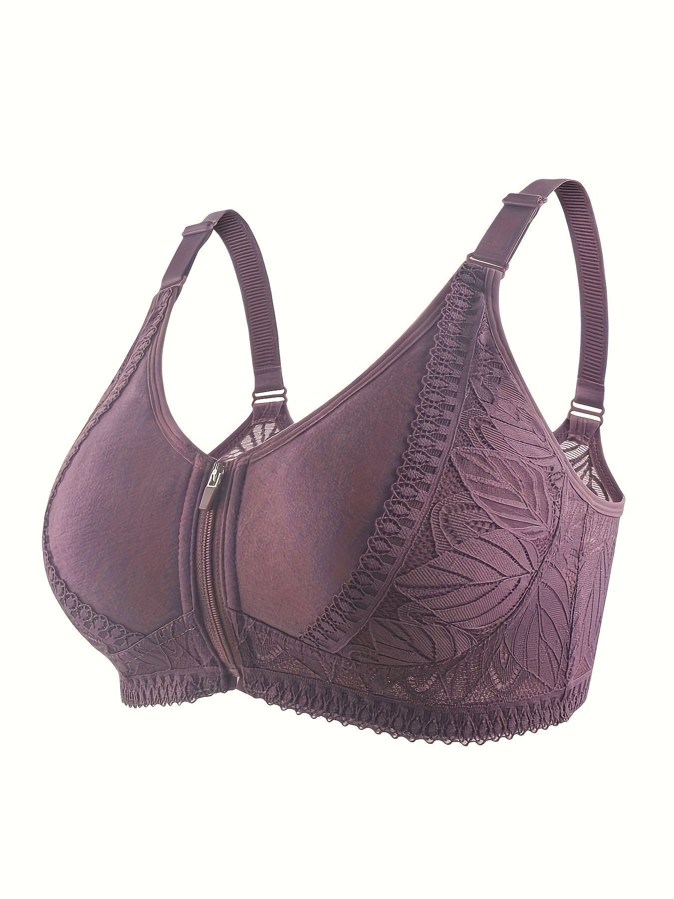 Lace Push Up Bra Wireless Zip Anti-sagging Everyday Lingerie