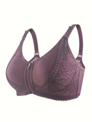 Lace Push Up Bra Wireless Zip Anti-sagging Everyday Lingerie
